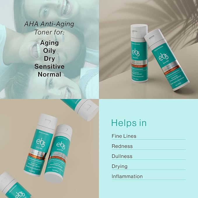 eb5 Aha Anti-Aging Facial Toner with Vitamins and Antioxidants, Tones, Firms & Tightens, Alchohol-Free, Clinically Tested on Sensitive Skin (6 fl oz)