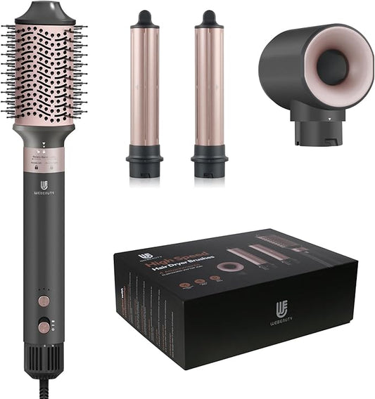 Hair Dryer Brush Air Styler: High Speed Blow Dryers Hair Styling Tool Set with 1 1/4 Inch Curling Iron Hot Airflow Auto Wrap Curler, Negative Ionic for Fast Drying Curling Volumizing Smoothing Gold