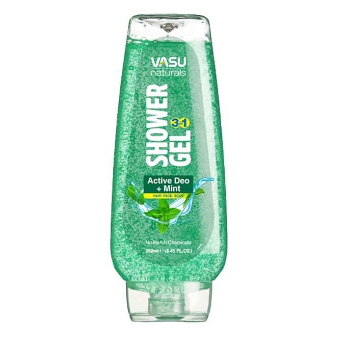 Vasu Naturals Mint Body Wash for Men & Women – Cooling Shower Gel with Menthol & Natural Mint, Hydrating Body Soap, Deep Moisturizing Formula, Paraben-Free Bath Wash – 8.45 fl oz Each (Pack of 2)