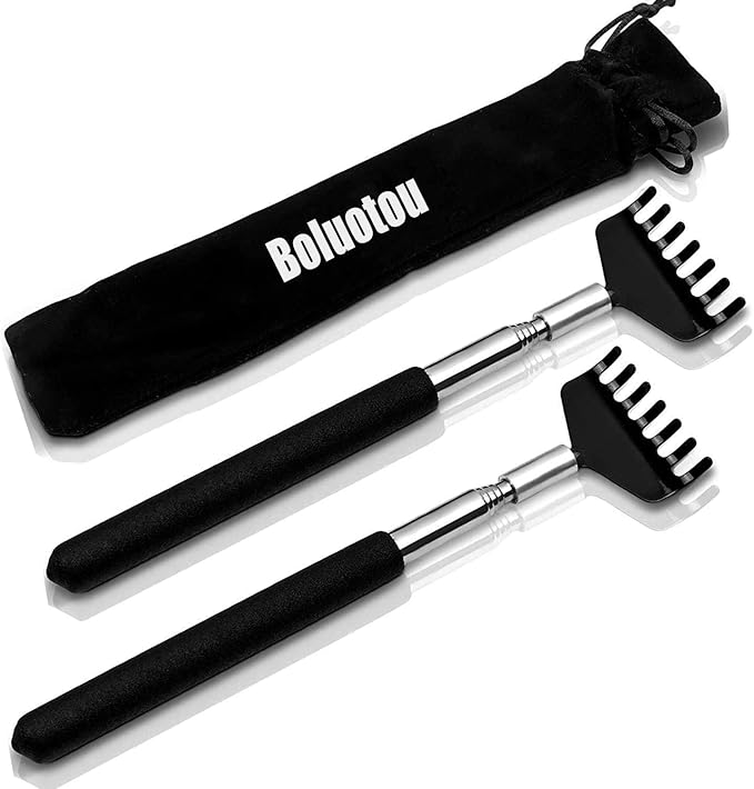 2 Pack Portable Extendable Back Scratcher, Stainless Steel Telescoping Back Scratcher with Beautiful Present Packaging