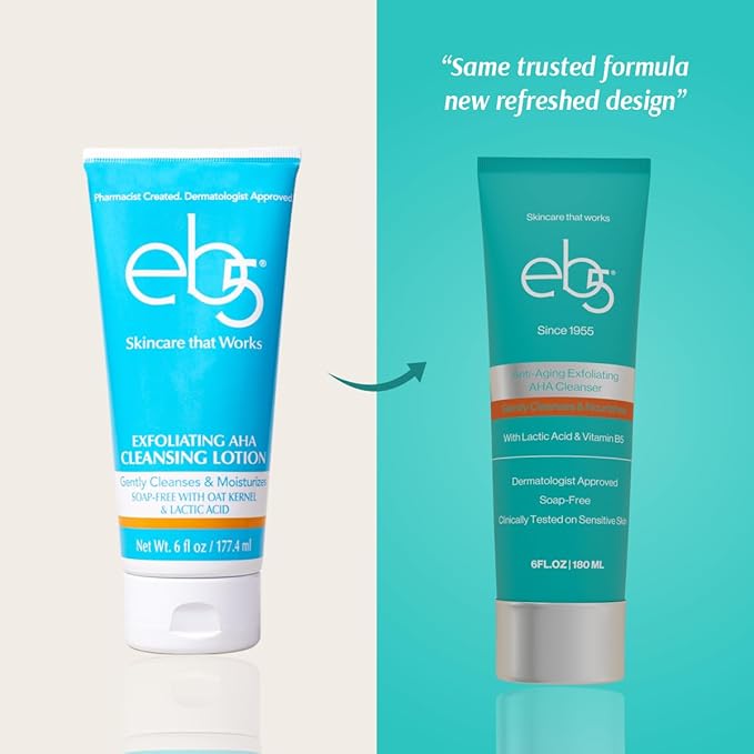 eb5 Exfoliating Aha Cleansing Lotion for Nourishing and Glowing Skin | Moisturizing, Soap-free, Anti-Aging Gentle Cleanser for Men & Women (6 Fl oz)