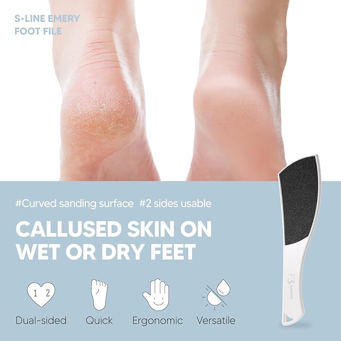 S-Line Emery Foot File & Foot Spray Set, Colossal Double-Sided Pedicure Tool, Effective for Cracked Heel, Ergonomic Design for Easy Grip, Dead Skin Remover, Callus Rasp, Scrubber