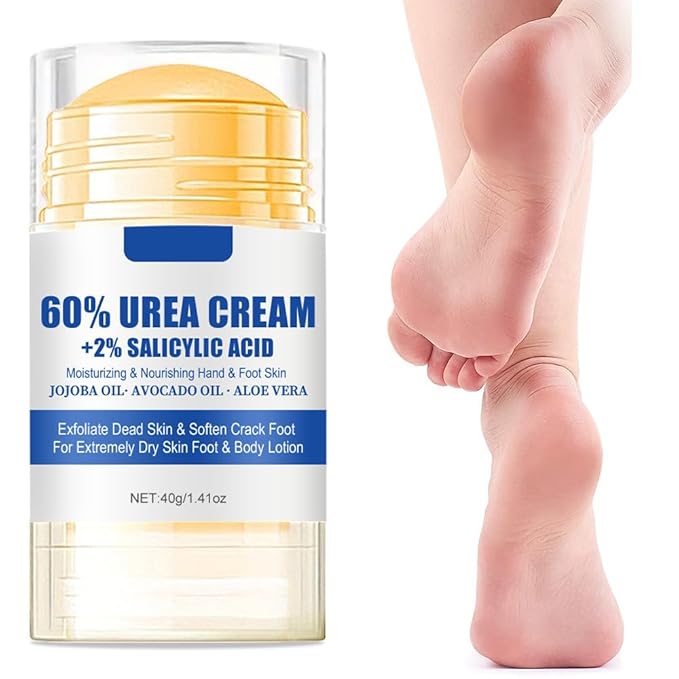 60% Urea Cream plus 2% Salicylic Acid Foot Cream for Removing Calloused Skin, Cracked Hands Elbows Feet Heels Moisturizes and Hydrates, Maximum Strength Moisturizing Foot Hand Cream, 1.41 oz