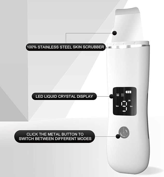 Face Scrubber Skin Spatula - Blackhead Remover with 4 Modes, Pore Extractor Face Spatula Deep Cleansing for Facial Skincare Women Gift