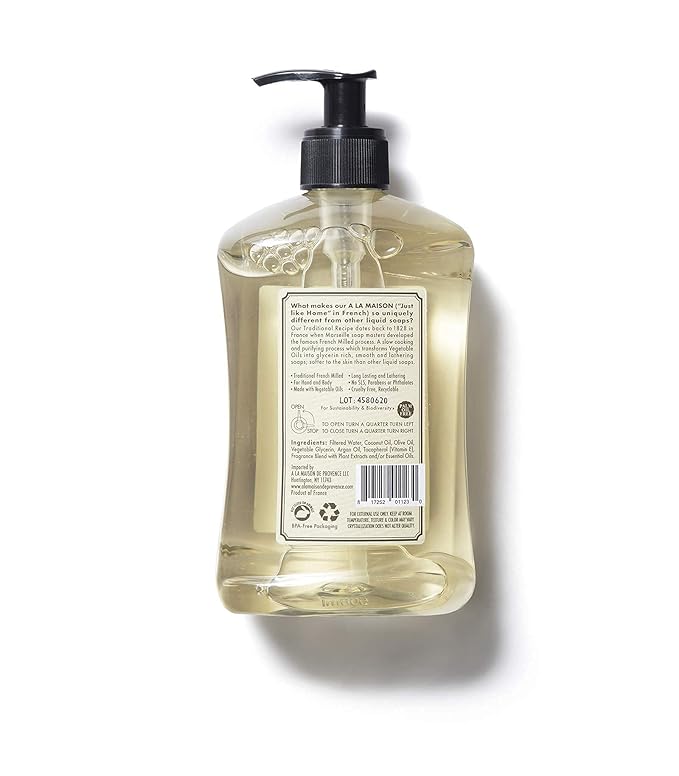 A LA MAISON de Provence Sweet Almond Liquid Hand and Body Soap (Pack of 2) With Coconut Oil, Argan Oil and Vitamin E, 16.9 fl oz Each