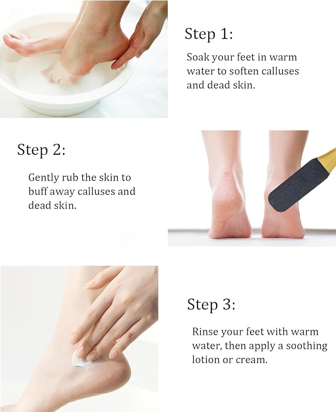 Pumice Stone Foot File, 2 Pack Wooden Pedicure Foot Scrubber Remover for Heels, Elbows, Hands in Shower, Professional Foot Rasp for Wet and Dry Feet, Foot Care Tools for Women Men（Black and White）