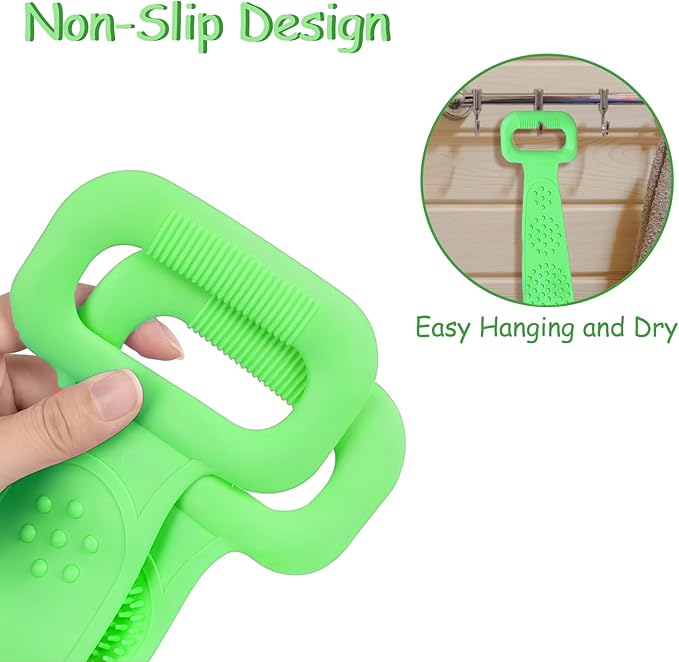 Silicone Body Scrubber for Shower,Silicone Back Body Scrubber with Handle,27.5 Inch Exfoliating Deep Clean Bath Body Brush Scrubber for Men and Women-2 PCS