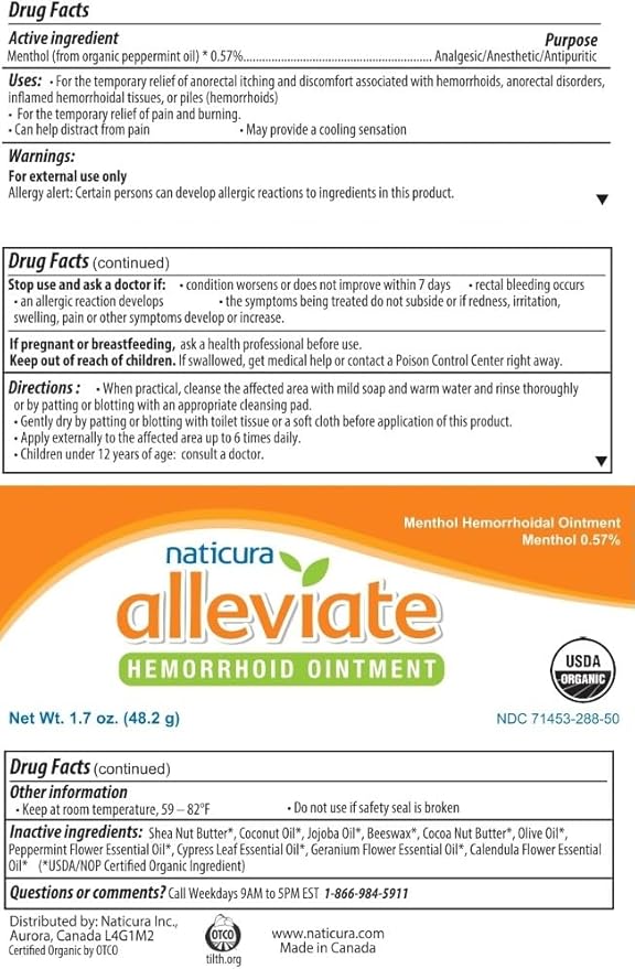 Alleviate Hemorrhoid Treatment Ointment - 100% Natural Fast Acting Cream to Relieve Discomfort - Calms and Soothes Burning, Itching, Bleeding Fissures and Swelling - Made in USA