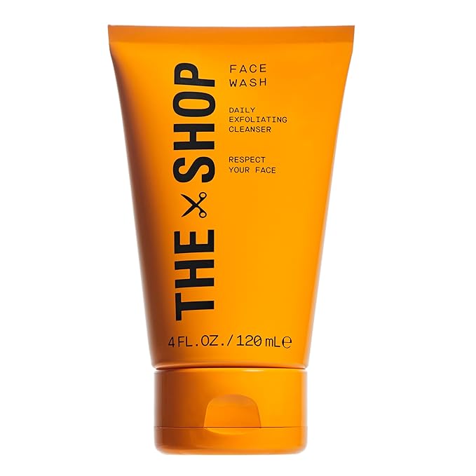 The Shop by LeBron James Men's Daily Exfoliating Face Wash, Gentle Cleanser for All Skin Types, Unclogs Pores, Removes Dirt & Oil, Smoothes Rough & Uneven Texture, Eucalyptus Scent, 4 Fl Oz