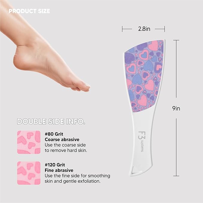 S-Line Emery Foot File, Colossal Double-Sided Pedicure Tool, Effective for Cracked Heel, Ergonomic Design for Easy Grip (Purple Heart)