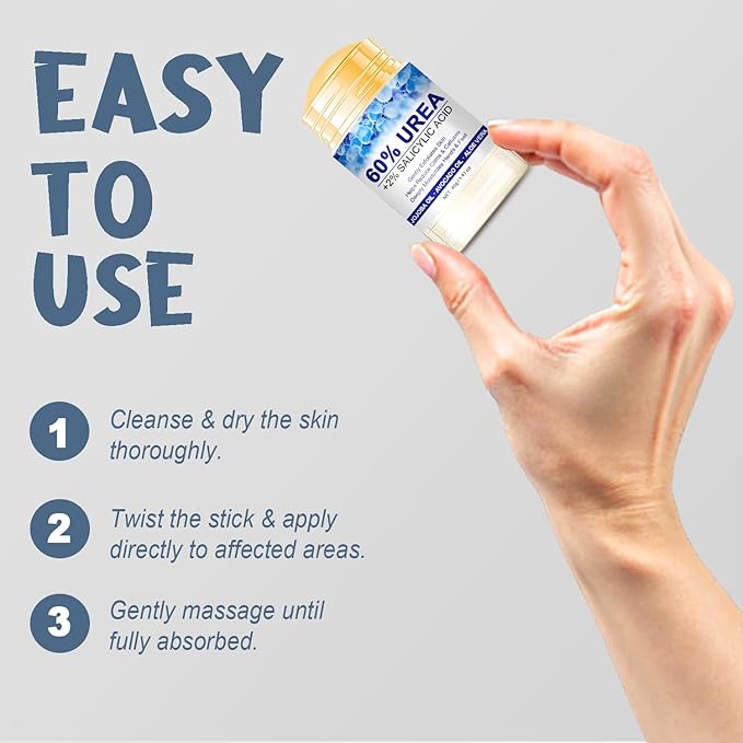 60% Urea with 2% Salicylic Acid Urea Foot Care Stick, Foot Cream Moisturizer for Dry Cracked Feet, Knees, Elbows, Hands, Moisturizes and Hydrates the Dry Skin, Callus Remover & Skin Softener -1.41oz