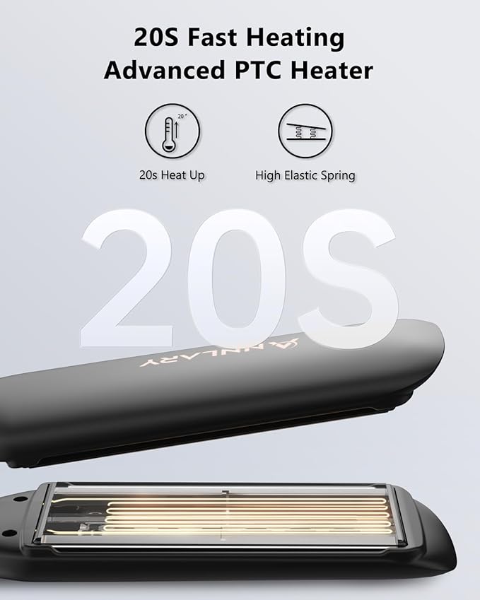 1.75 Inches Flat Iron Hair Straightener with Heat Resistant Silicone Mat Pouch, Professional Ceramic Ionic Dual Voltage Straightener for Less Frizz, Shinier & Smoother Hair