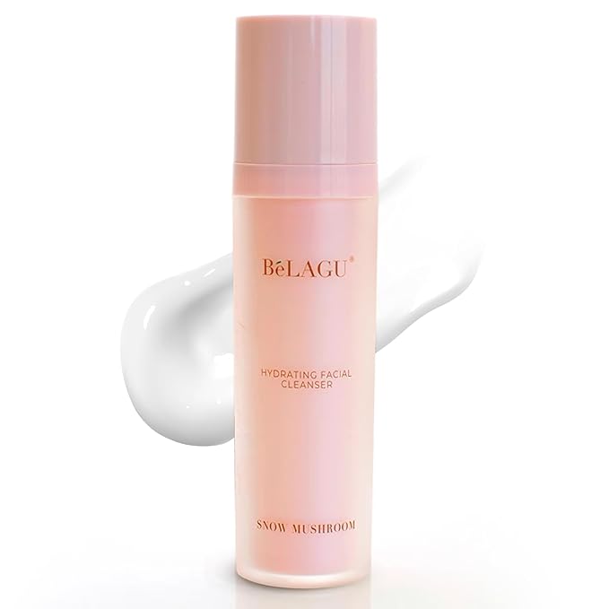 BeLAGU Hydrating Facial Cleanser with Squalane - Gentle Water Based Cleanser and Face Wash for Sensitive Dry or Oily Skin - Natural Daily Cleansing to Hydrate and Calm Clean Balanced Skin - 4.1 fl oz