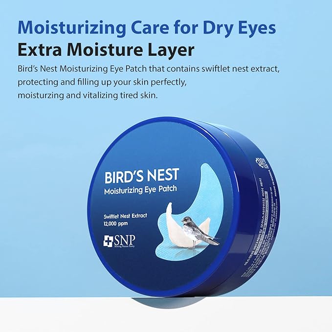 Snp 12,000ppm Bird's Nest + Hyaluronic Acid Eye Patch | Hydrating and Cooling for All Skin Types | Maximum Hydration Eye Patches | Korean Skincare Eye Mask | 60 Patches