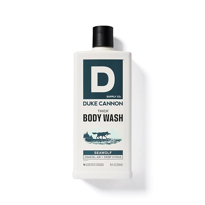 Duke Cannon Supply Co. Thick High Viscosity Body Wash – 3X Thicker, Plant-Based, Mineral-Enriched for Men – Shower Gel – Men’s Body Scrub – Seawolf 3 Pack – 18 oz