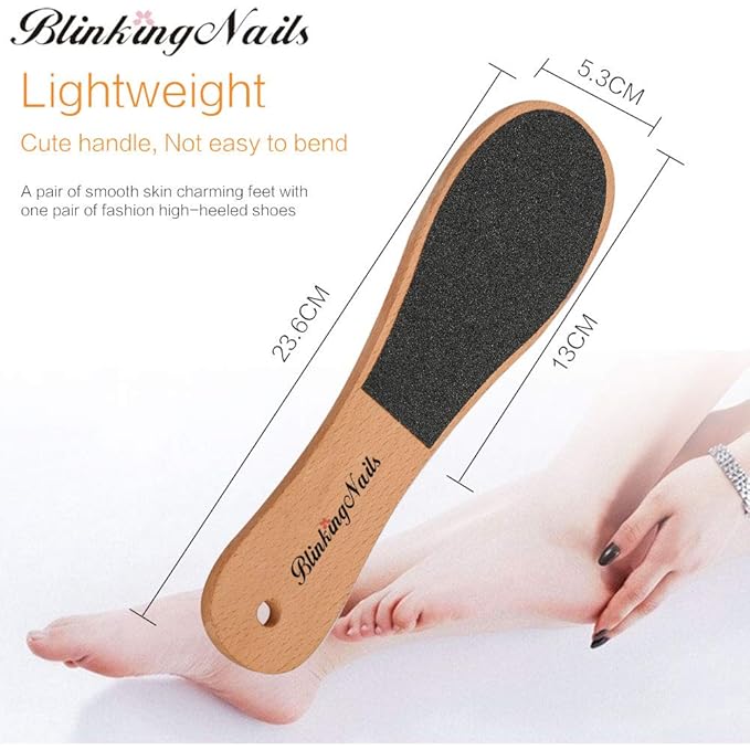 Foot File Callus Remover for Feet, Foot File for Dead Skin Foot Scrubber Heel Scraper Lima para Los Pies Rasp Professional Pedicure Tools for Feet Removes Cracked Heels Rasper with Wooden Handle 2pcs