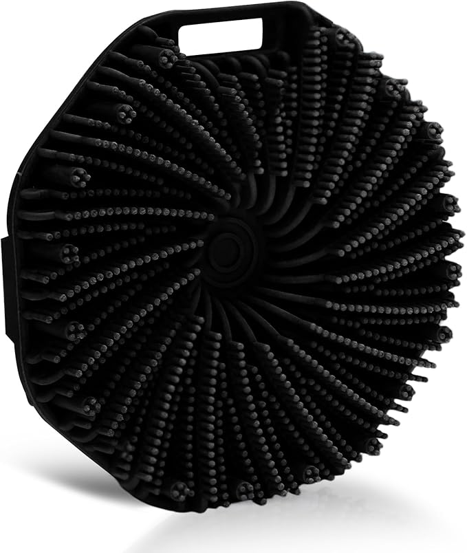 Silicone Body Scrubber Shower Brush, Exfoliating Body Wash Scrubbers for All Skin Types, Ergonomic No-Slip Handle, Exfoliation & Gentle Massage,Body Brush for Showering with Hanging Hole (Black)