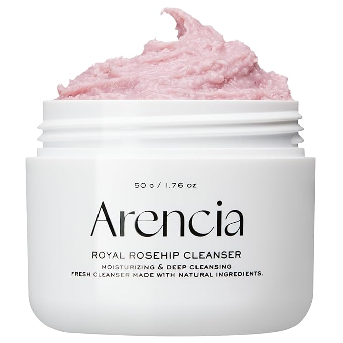 Arencia Rosehip Brightening Rice Mochi Face Cleanser & Daily Scrub - Moisturizing, Exfoliating & Deep-Cleansing - All Skin Types with Rice Powder & Rice Water (1.76oz)