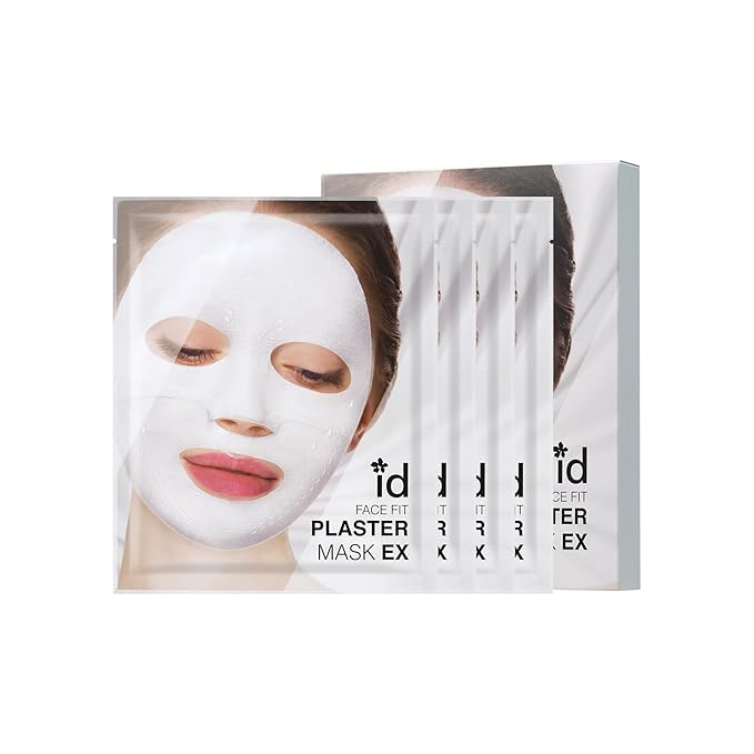 idplacosmetics ID FACE FIT PLASTER MASK EX (4 Sheets) — Kaolin Clay Sheet Mask Set for Pore-Look & Oil Control, Korean Skincare Two-Piece Dry-Down Mask for Smoother Texture & Matte Finish