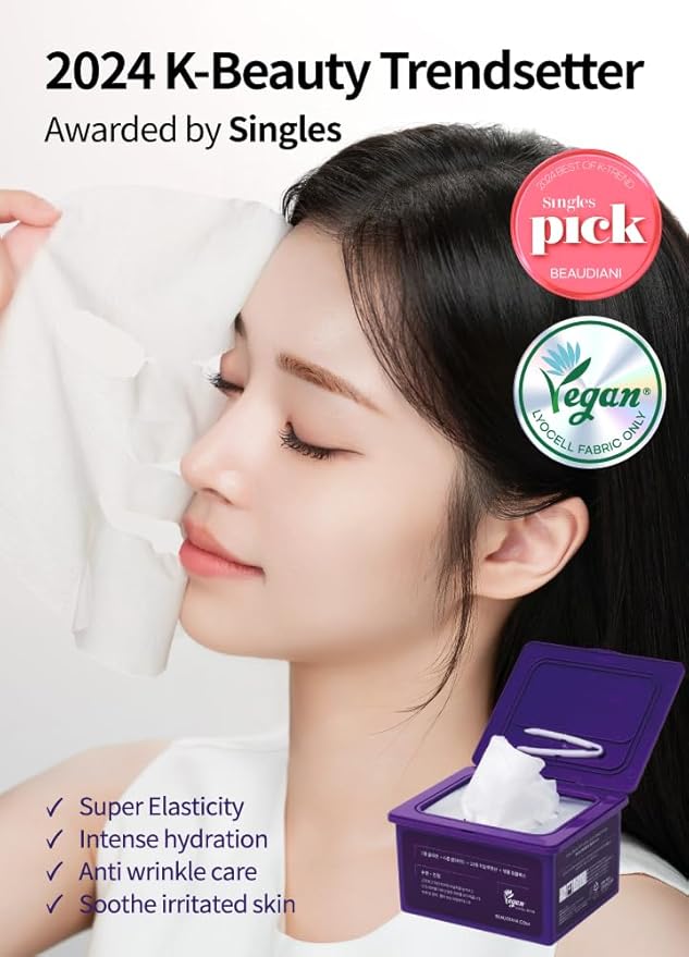 BEAUDIANI Pepti Collagen Face Mask 31pcs – Daily Hydrating & Firming Sheet Mask with 7 Collagens, 6 Peptides & Hyaluronic Acid, Korean Skincare for Radiant Glass Skin