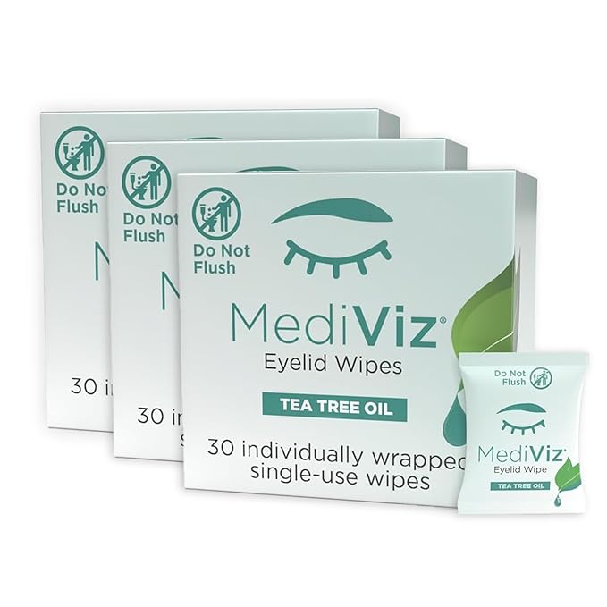 Eyelid Cleanser Wipes - 90 Single-Use Towelettes - Eyelash and Eyelid Wipes for Soothing Dry Eye Irritation, Demodex Removal and More
