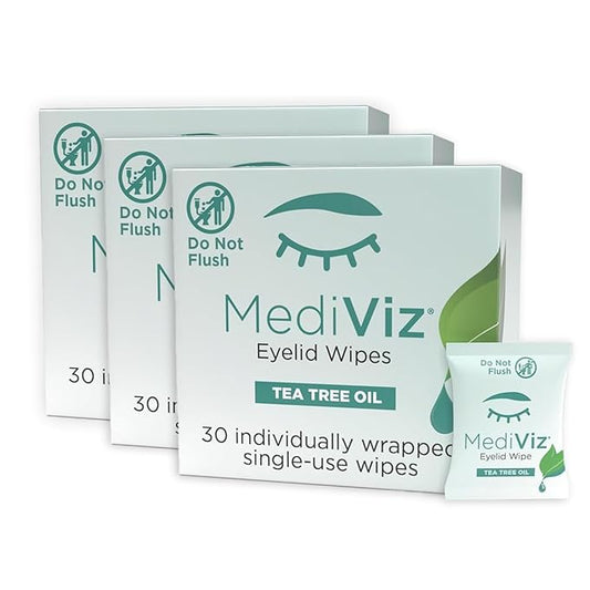 Eyelid Cleanser Wipes - 90 Single-Use Towelettes - Eyelash and Eyelid Wipes for Soothing Dry Eye Irritation, Demodex Removal and More