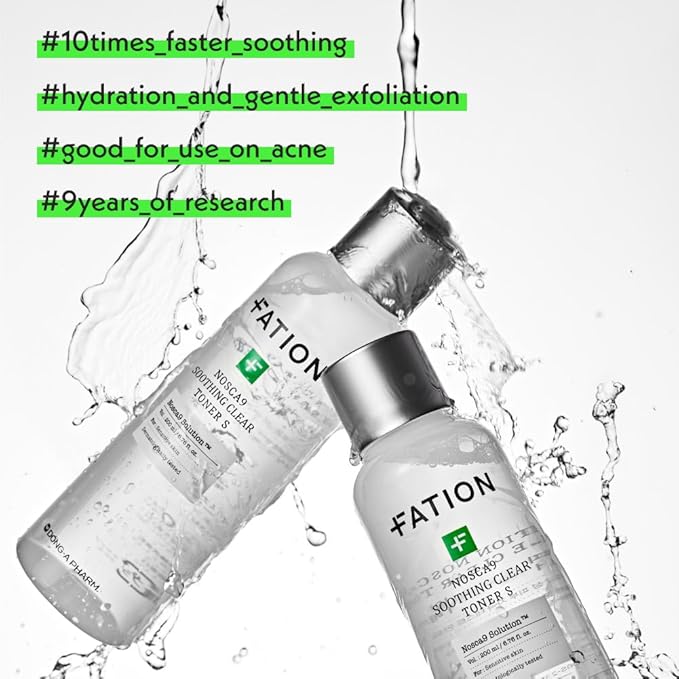 Fation Nosca9 Soothing Toner S | 2% PHA & LHA Exfoliating Toner for Sensitive Skin | Moisturizing, Hypdrating & Quick Absorption Korean Skincare (Pack of 1, 6.76 Fl Oz)