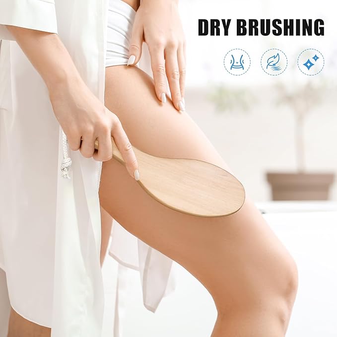 Dry Brushing Body Brush, 100% Natural Boar Bristle Beauty Body Dry Brush Brushing, with Contoured Wooden, Ergonomic Handle, Easy to Clean for Back Legs Feet Exfoliates Dead Skin