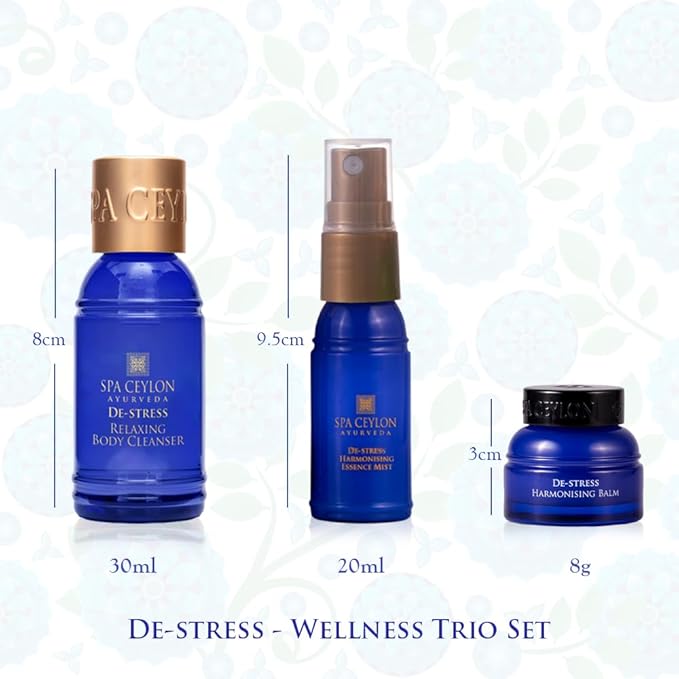 SPA CEYLON De-Stress Wellness Trio Set, Holistic Spa Essentials for Calming, Natural Ingredients, Ayurvedic Bath Gift Set, Shower Gel, Body Mist, Balm Christmas gift set (150 g, Frankincense)