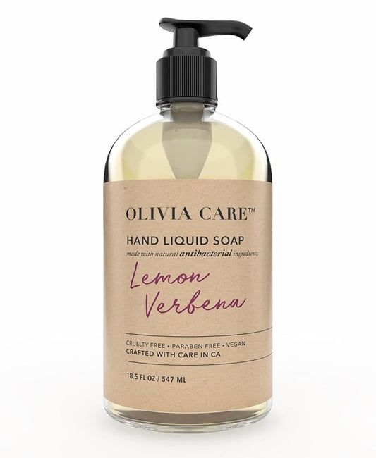 Olivia Care Antibacterial Hand Soap - Infused with Sage & Tea Tree Oil & Lemon Verbena Fragrance, Cleansing, Germ-Fighting, Moisturizing Hand Wash for Kitchen & Bathroom -18.5 fl oz