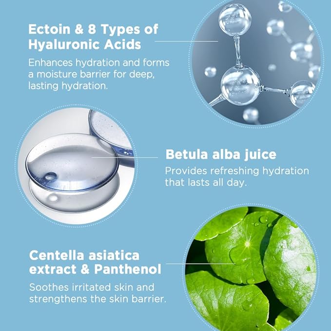 Nightingale Ecto-Hyaluronic Toner with 8 Layer Hyaluronic Acid, Ectoin, Hydrating for Dry Skin, Korean Toner, Alcohol Free, Fragrance Free, Hypoallergenic, Cruelty Free, Vegan, Korean Skin Care