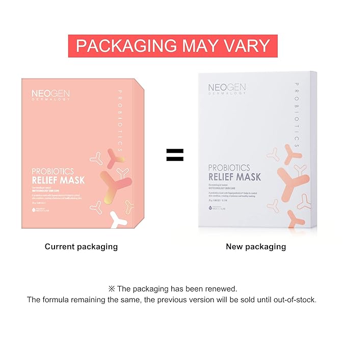 DERMALOGY by NEOGENLAB Probiotics Relief Mask, Pack of 5 (0.88 oz / 25g) - Hydrating & Firming Facial Sheet Mask with Probiotics Lactobacillus & Bifida & Collagen - Korean Skin Care