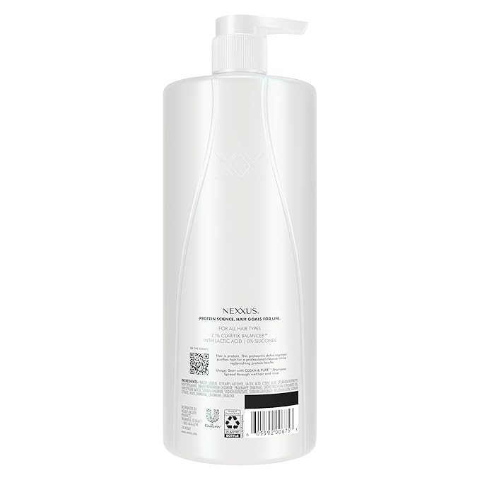 Nexxus Clean and Pure Conditioner, With ProteinFusion, Nourished Hair Care Silicone, Dye And Paraben Free 33.8 oz
