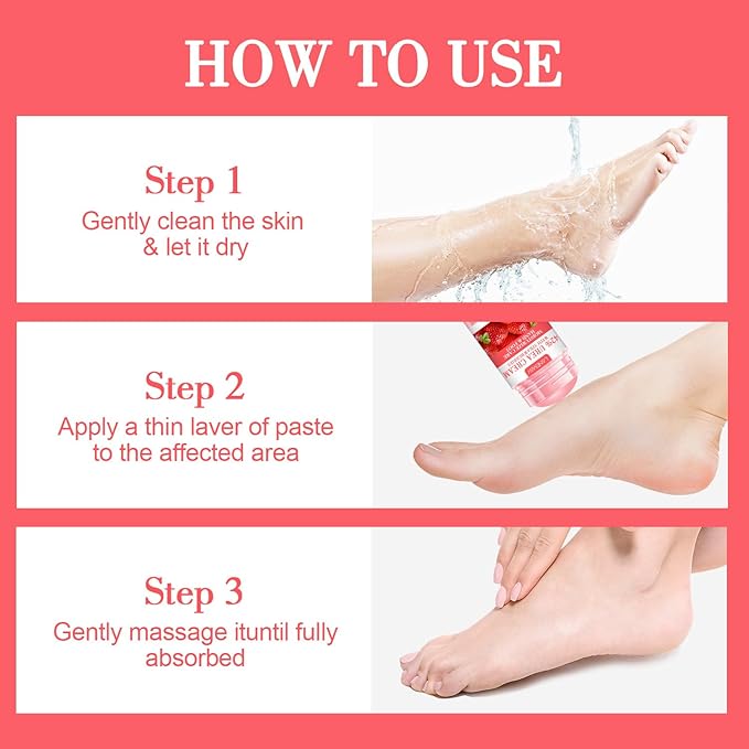 42% Urea Cream Moisturizer plus Strawberry for Dry Cracked Feet Knees Elbows Hands Hydrates & Nourish Foot Care for Softens Exfoliates Dead Skin Smoothing Skin, 1.41Oz