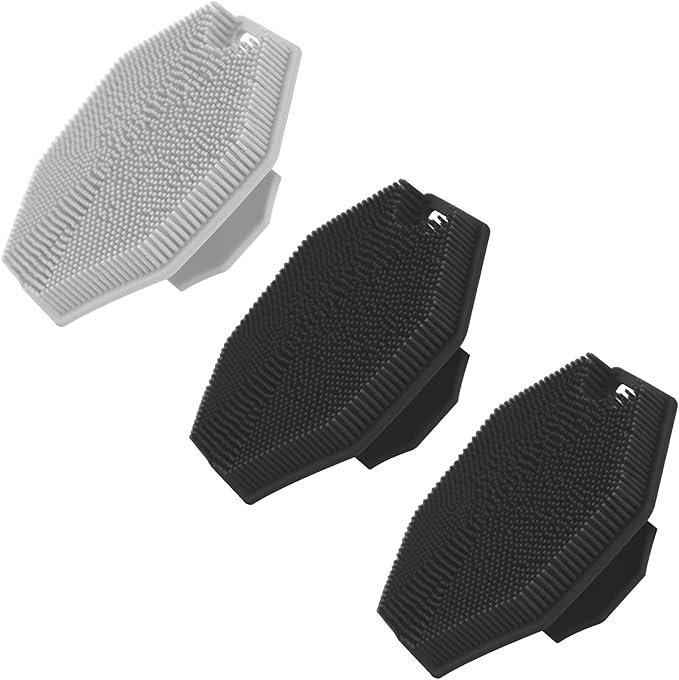 3Pack Silicone Body Scrubber, Qewro Body Buffer Exfoliating Brush with Silicone Loofah, Bath & Body Brushes for Men Women Kids Pets use in Shower, Scalp Exfoliator Hair Shampoo Skin Cleaning Brush