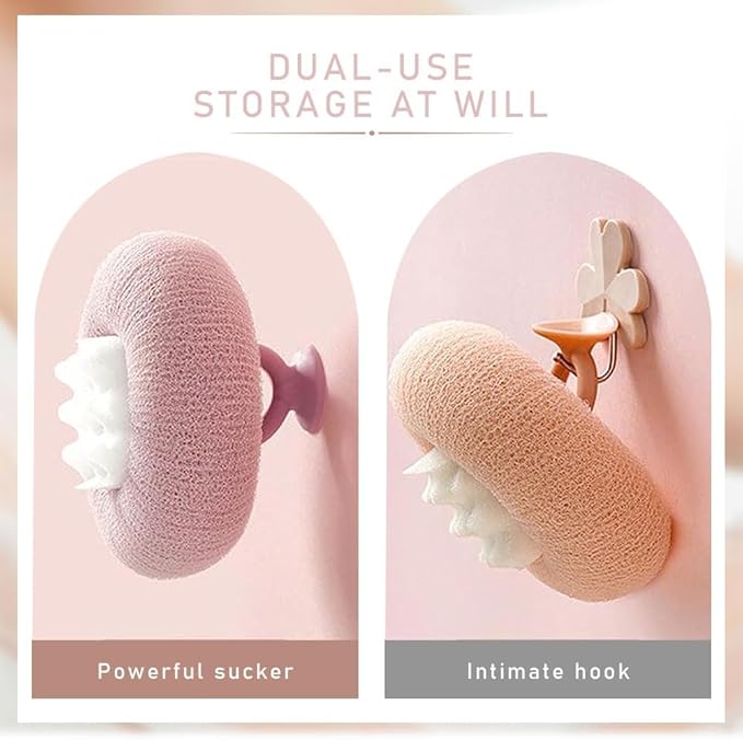 Super Soft Sunflower Suction Cup Bath Ball, 2025 New 2-in-1 Sunflower Bath Ball Exfoliating Bath Sponge Cleaning Brush, Sponge Mesh Pouf Shower Ball for Women, Men Shower (Apricot+Purple)