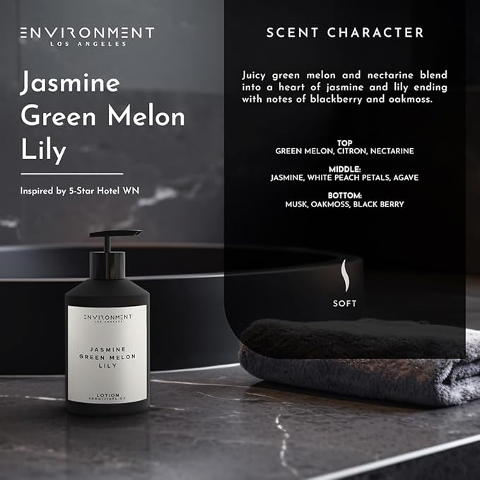 ENVIRONMENT Inspired by 5-Star Resort WN Lotion, 300ml Luxury Scented Lotion (Jasmine | Green Melon | Lily) Bathroom Luxury, Men & Women High-End Body Lotion, Hand Cream, Dry Skin Treatment