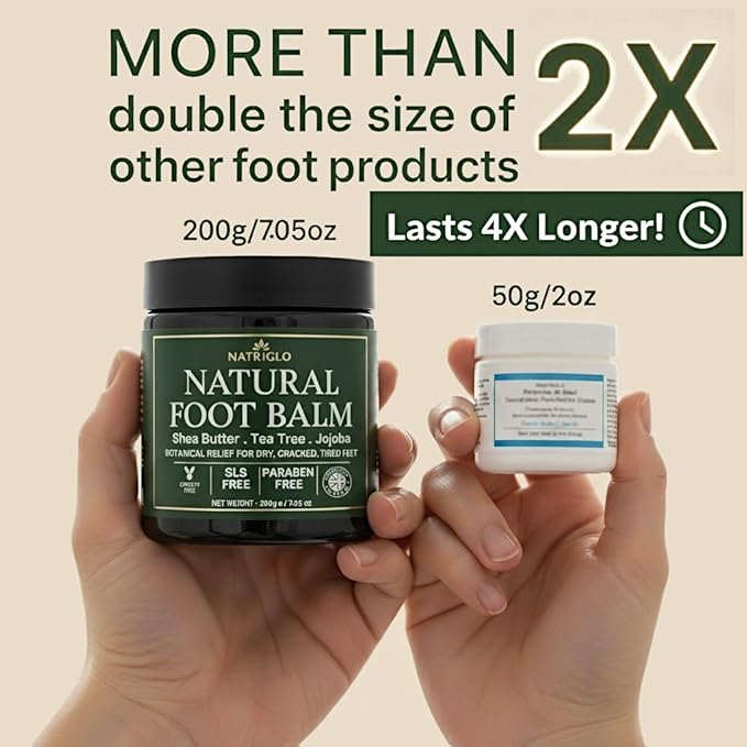 Organic Tea Tree Foot Balm for Dry Cracked Feet & Heels - Intensive Callus Remover & Foot Repair Cream with Shea Butter - Moisturizer for Rough Hard Skin & Cracked Heel Treatment for Men & Women