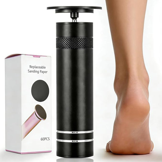 Electric Foot Callus Remover-60pcs Replacement Sandpaper Discs, 1200RPM Speed Adjustment, Metal Body, Callus & Dead Skin Removal