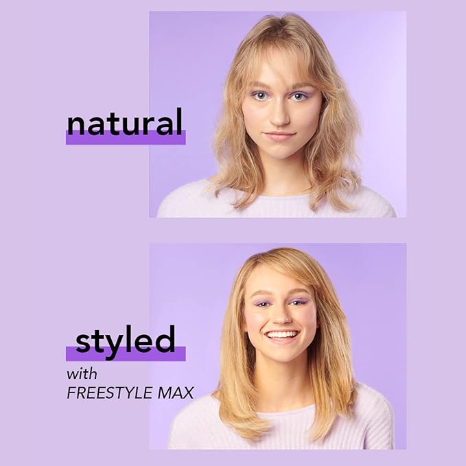 Instyler Freestyle Max Heated Round Brush with Straightening Iron | 2-in-1 Styling Tool | Four Heat Settings | Dual Voltage | Co