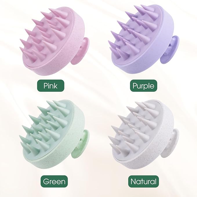 Scalp Massager Brush for Hair Growth – Silicone Scalp Scrubber & Scalp Exfoliator – Manual Scalp Massager Brush for Wet or Dry Use – Hair Massager Scalp Shampoo Brush Tool (Purple)