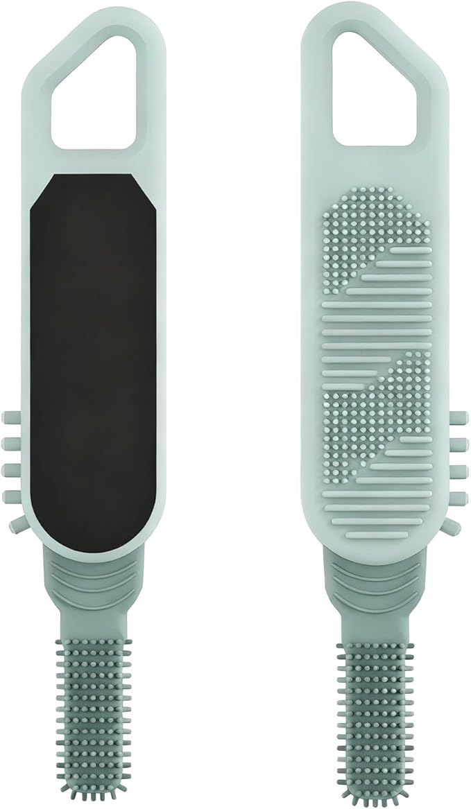 Dry or Wet Foot Callus Remover - Dual-Sided Pedicure Tool with Hidden Brush & Non-Slip Grip for Home Salon Use (Green)