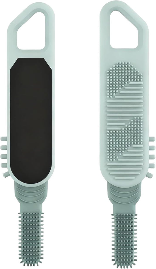 Dry or Wet Foot Callus Remover - Dual-Sided Pedicure Tool with Hidden Brush & Non-Slip Grip for Home Salon Use (Green)