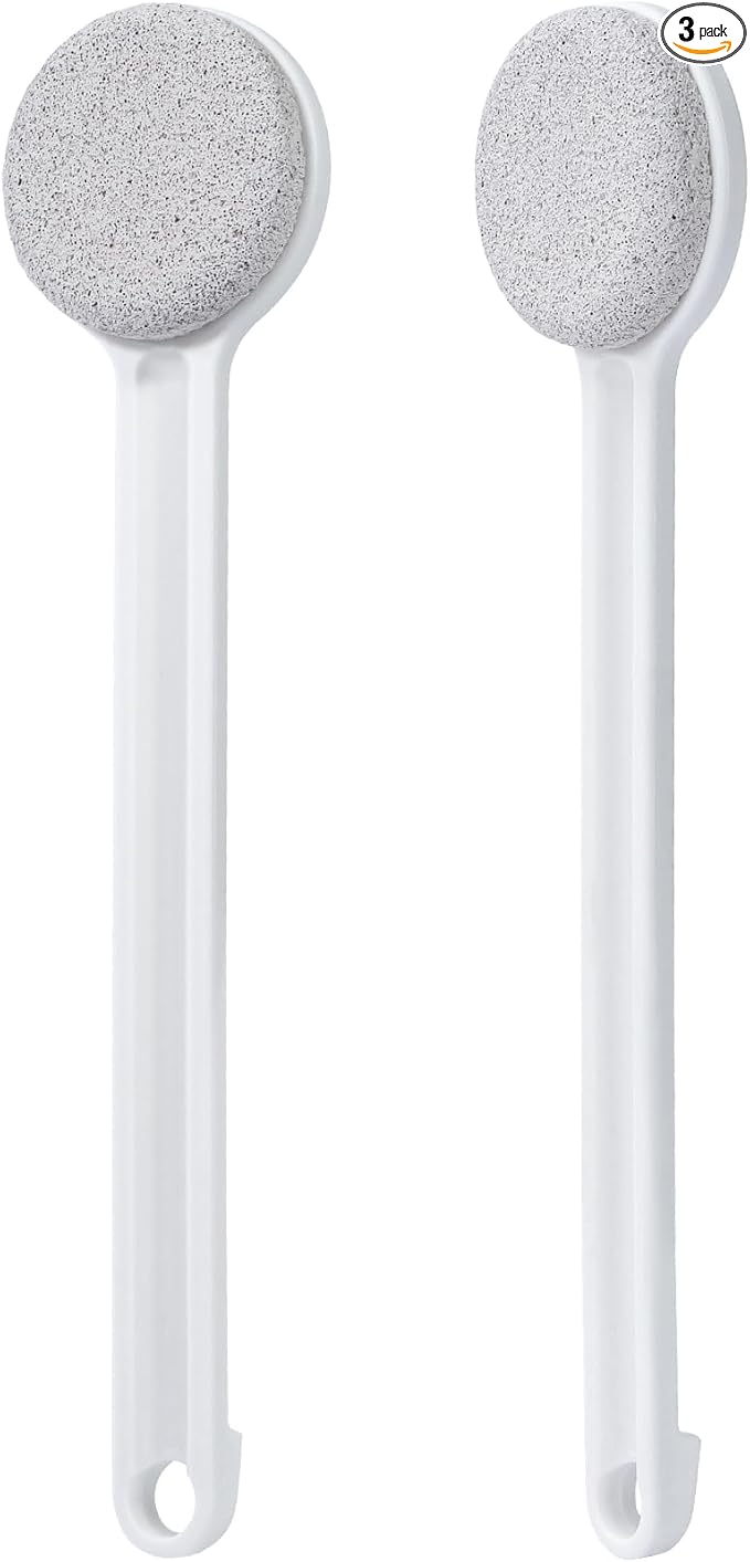 Pumice Stone for Feet with Long Handle, 2 Pack Hard Skin Callus Remover, Scrubber and Exfoliator for Dead Dry Skin, Softer & Smoother Feet, Pedicure Tool (Straight)