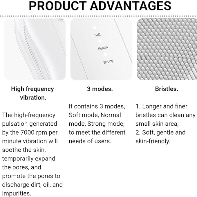 Electric Sonic Body Brush Scrubber, Rechargeable Bath Brush, High-Frequency Pulsation, Clean Body and Face, Waterproof, Exfoliating and Massaging Skin (White Pearl) for Women, Men, Mother Day Gift