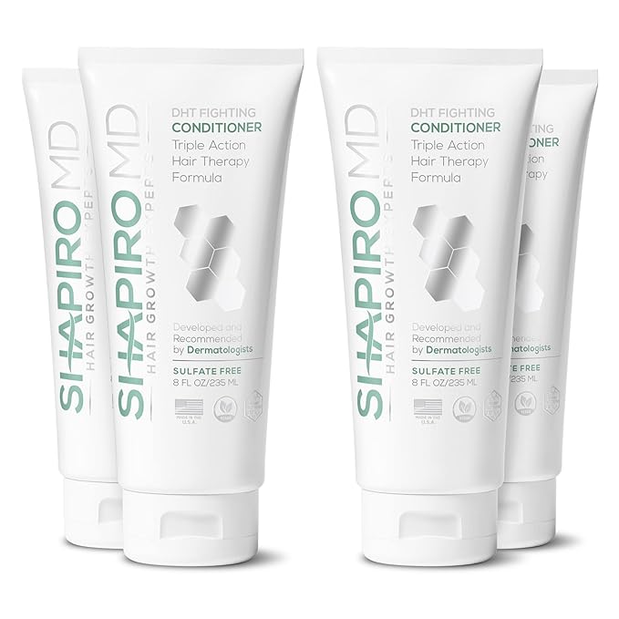 Shapiro MD Hair Growth Experts Hair Loss Conditioner, DHT Fighting Vegan Formula for Thinning Hair Developed by Dermatologists, Experience Healthier and Thicker Looking Hair - 4 Month Supply