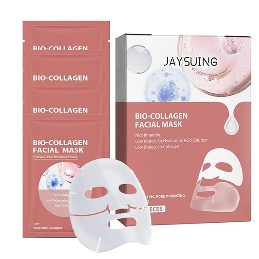Deep Collagen Lifting Mask Overnight Bio-Collagen Jelly Gel Mask, Hydration Bio Overnight Hydrogel Face mask Sheet, for Glass Glow Skin, Firming, Moisturizing and Evens Skin Tone, 4PCS