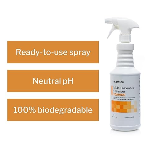 McKesson Multi-Enzymatic Cleanser for Surgical Instruments & General Healthcare Equipment, 32 oz [Pack of 1] Foaming, Fresh Rain