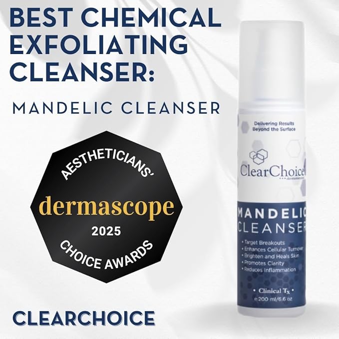 Clear Choice Mandelic Acid Cleanser – Exfoliating Face Wash with Mandelic Acid, Turmeric & Enzymes | Gentle Daily AHA Cleanser for Smooth, Radiant Skin | Award-Winning Professional Formula 6.7 oz