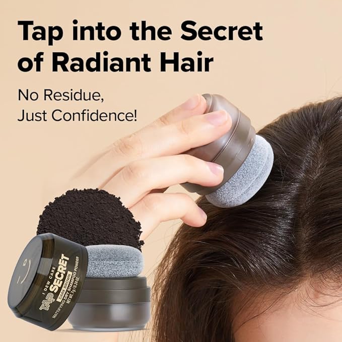 I DEW CARE Biotin Clarifying Dry Shampoo - Tap Secret Dark Brown Duo Set | Strengthening & Volumizing, Powder Type, Travel size, Non-aerosol, Brunette, Korean Ginseng, Stocking Stuffers, 0.26 Oz * 2ea
